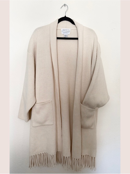 Side Effects Sweaters - 🍁 vintage 80s/90s cream fringe cardigan